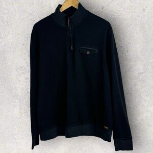 Ted‎ Baker Newbevy Black Knit Quarter Zip Sweater Mens Size 2XL Modal Leather 6